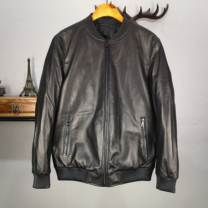 海宁2025冬季新款真皮羽绒服男绵羊皮皮羽绒棉服棒球服款大码男装
