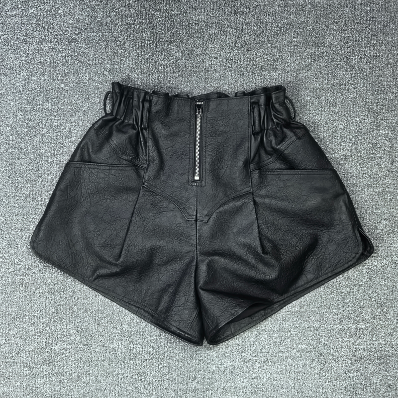 2025秋季新款真皮绵羊皮皮裤女松紧腰休闲阔腿裤显瘦百搭短裤,女装/女士精品,休闲裤,淘宝优惠券,粉丝福利购,淘宝优惠卷