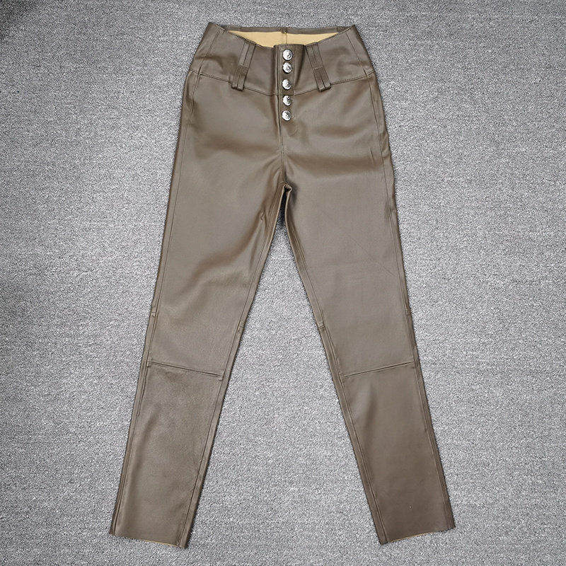 欧洲站2026春季新款真皮皮裤女绵羊皮弹力裤高腰显瘦长裤紧身小脚