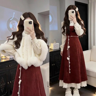 玫瑰花腰带设计感小众针织甜美百搭女士腰链配连衣裙编织围脖装饰