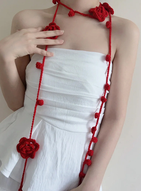 设计氛围感纯白色花朵腰链