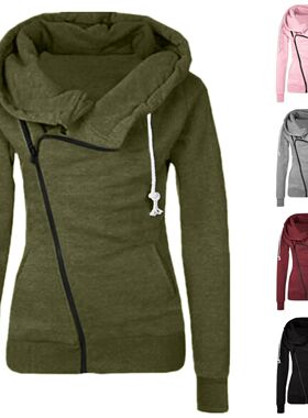 Long sleeved lapel zipper casual top女士长袖翻领拉链休闲上衣