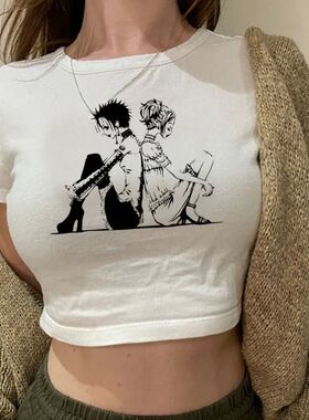 Casual printed round neck short sleeved top 印花圆领短袖上衣