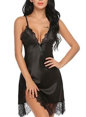 Night gown plus size sexy lingerie nightdress女士V领连衣裙