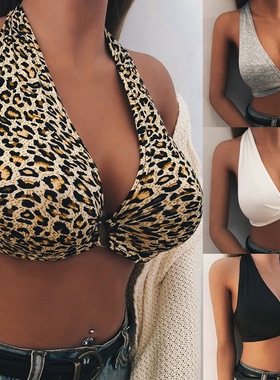 Printed V-Neck Halter Lingerie印花 V 领挂脖露背内搭背心女士