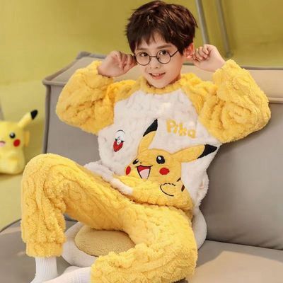 中大童珊瑚绒家居服套装男童学生