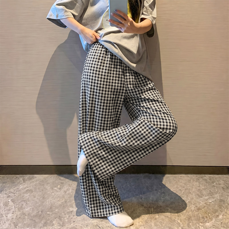 长裤胖mm春秋卡通家居裤夏季女生洋气睡裤薄款松驰云朵大码200斤