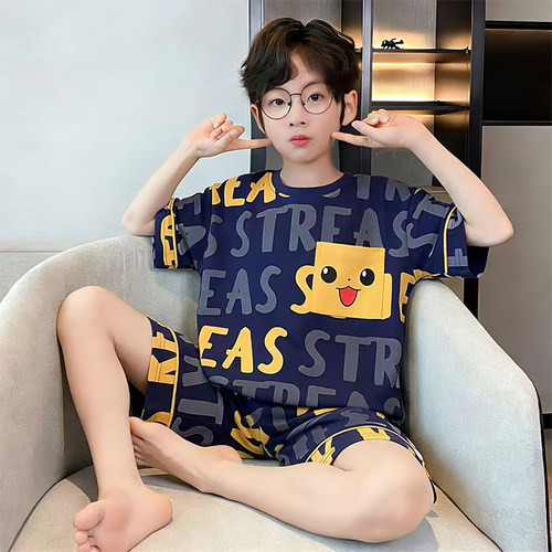 可爱男童夏季短袖睡衣套装新款