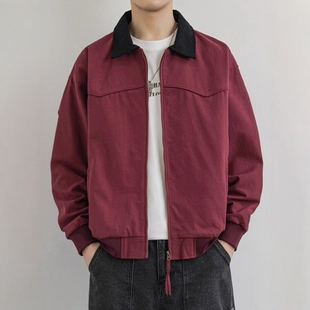 短款外套男春秋款美式底特律棒球服潮牌男生哈灵顿夹克cleanfit