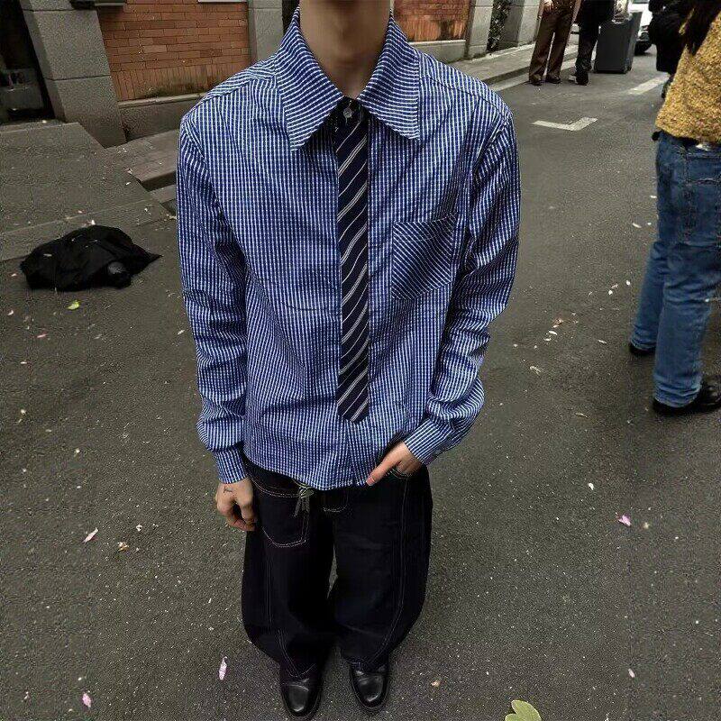 cleanfit假两件衬衫男款领带拼接