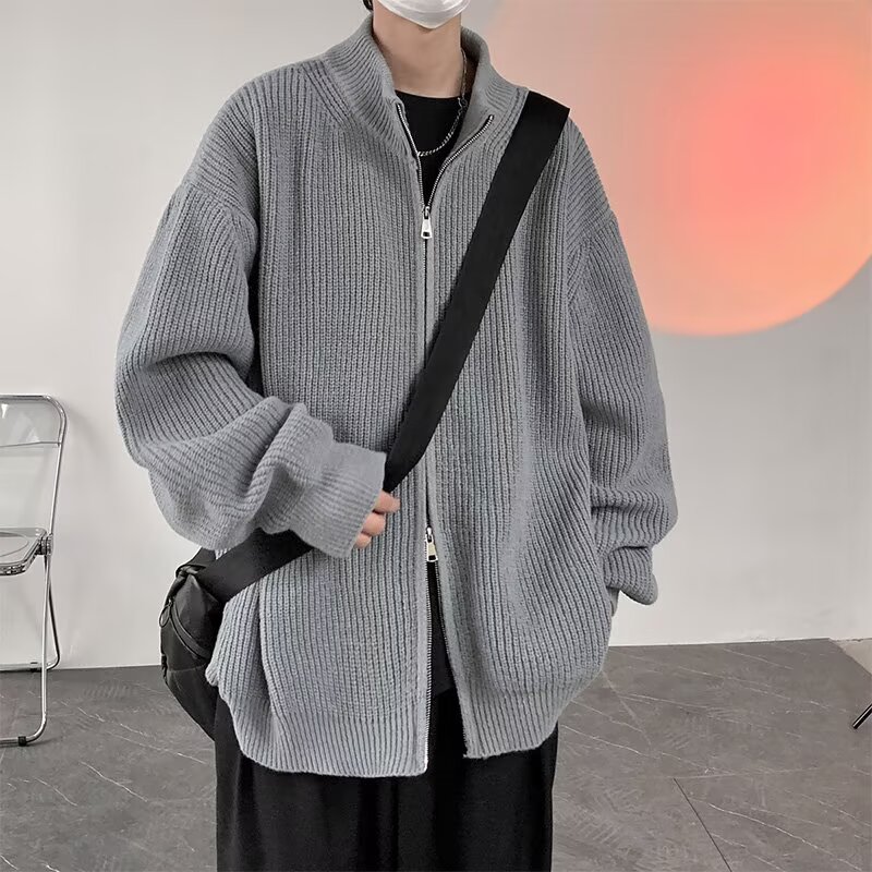 雅痞开衫毛衣男款春秋季半高领