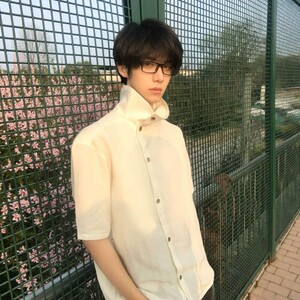美式复古斜门襟立领短袖衬衫