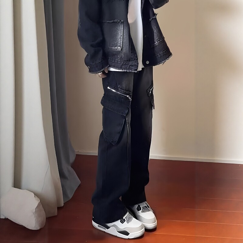 欧美高街vibe工装牛仔裤男生