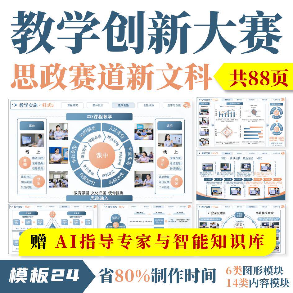 全国高校教师教学创新大赛PPT◆模板24◆课程思政实施报告成果奖
