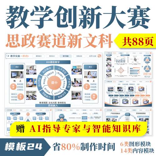 全国高校教师教学创新大赛PPT◆模板24◆课程思政实施报告成果奖