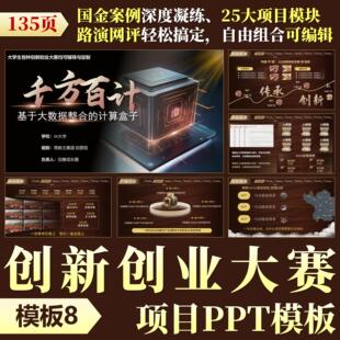 ◆大学生创新创业PPT模板8◆双创大赛三创赛互联网加竞赛一键替换
