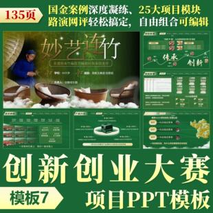 ◆大学生创新创业PPT模板7◆双创大赛三创赛互联网加竞赛排版神器