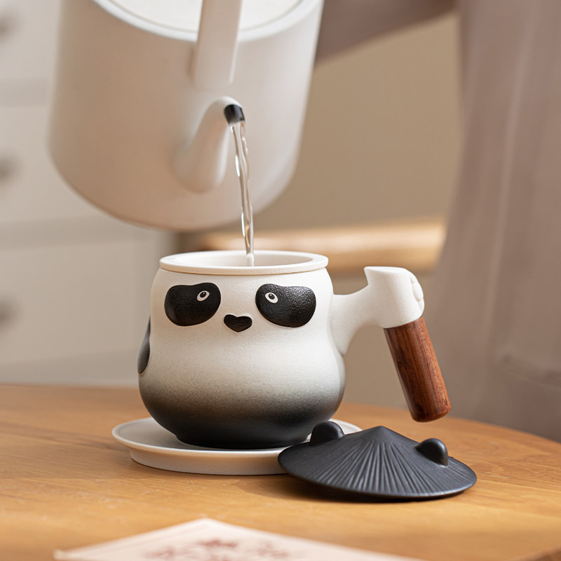 熊猫马克笔泡茶杯茶具水杯咖啡杯