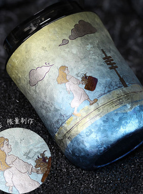 双层纯钛咖啡杯保温钛杯小红书博主插画高级感自我小众水杯可刻字