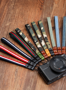 适用索尼黑卡RX100M3M4 M5 M6 M7 GR2GR3G7X23相机腕带牛皮手挂绳