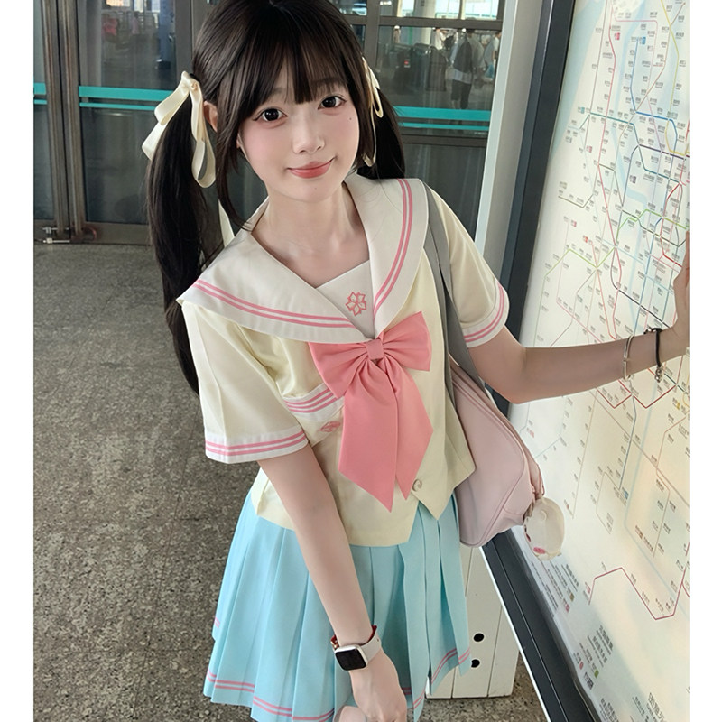 【蜜桃乌龙】原创jk制服水手服正版日系学院风甜美女学生校供套装