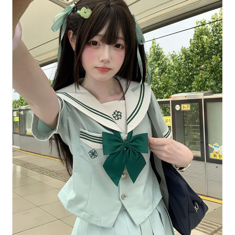 【竹林中】原创jk制服水手服正版日系学院风女学生收腰中间服套装