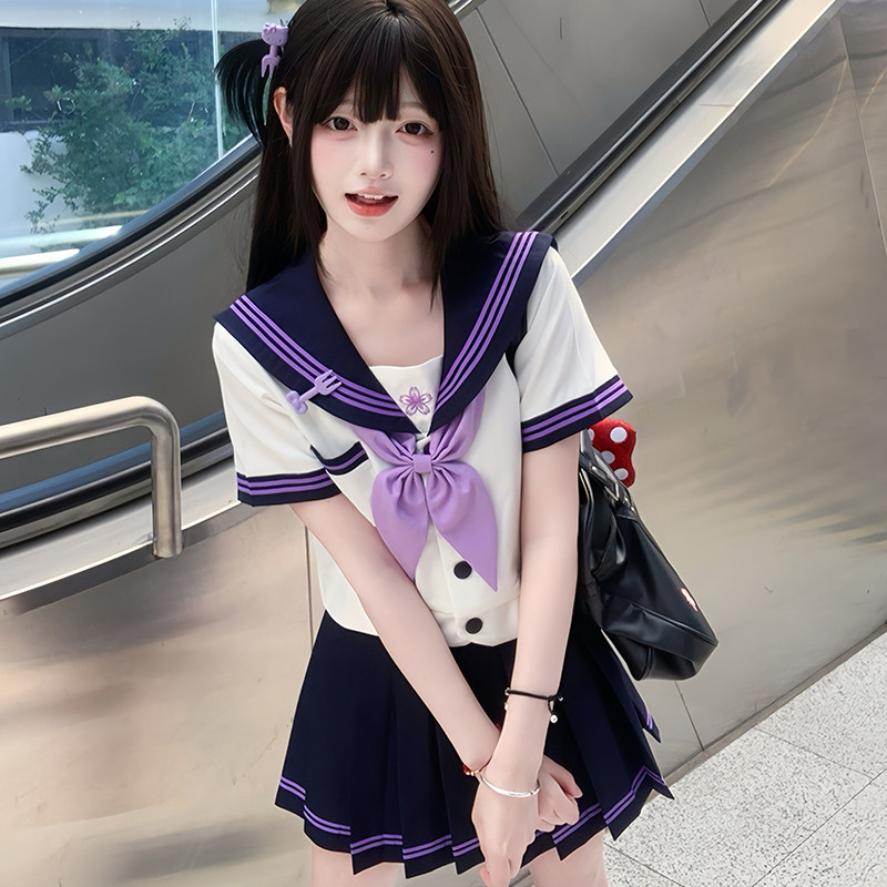 【紫风铃】原创jk制服水手服正版日系学院风女学生中间服春夏套装