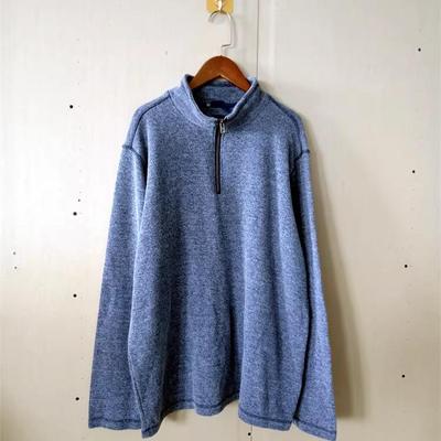 外贸新品秋冬男装欧美休闲立领半拉链男士水洗针织卫衣大码打底衫