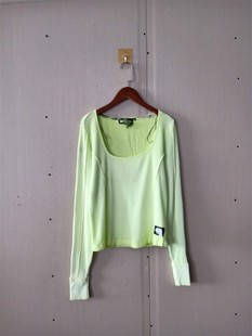 外贸新品春夏女装欧美休闲潮流深圆领修身长袖女生水洗百搭针织衫