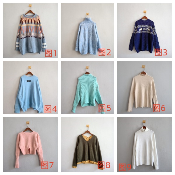 外贸春秋新款女装 韩版休闲时尚多款套头圆领宽松长袖女生毛衣A16