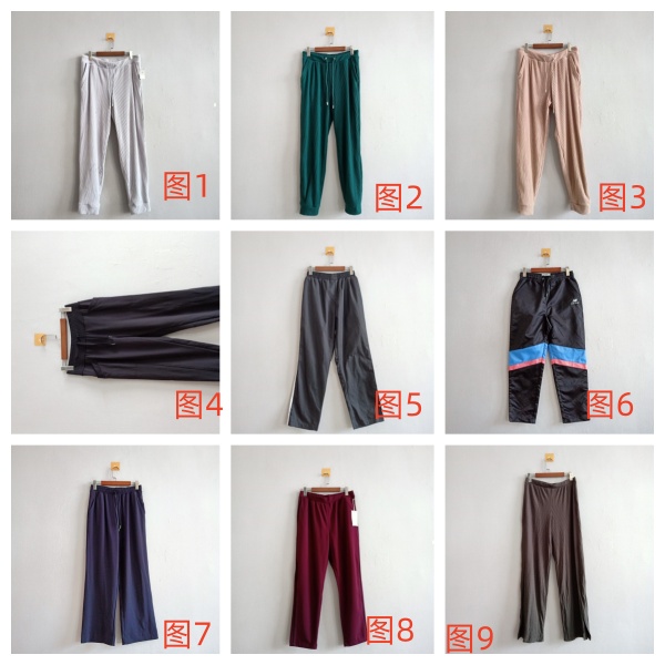 外贸秋季新款女装 欧美休闲多款松紧腰修身收口裤 女生直筒裤 A89