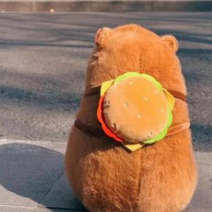 汉堡包背包卡皮巴拉公仔水豚鼠玩偶土拨鼠生日礼物儿童玩具伴手礼