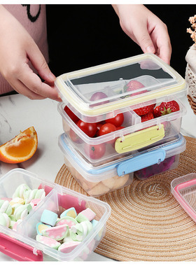 食品级密封保鲜盒sistem平替水果分格装储物盒宠物零食收纳透明小
