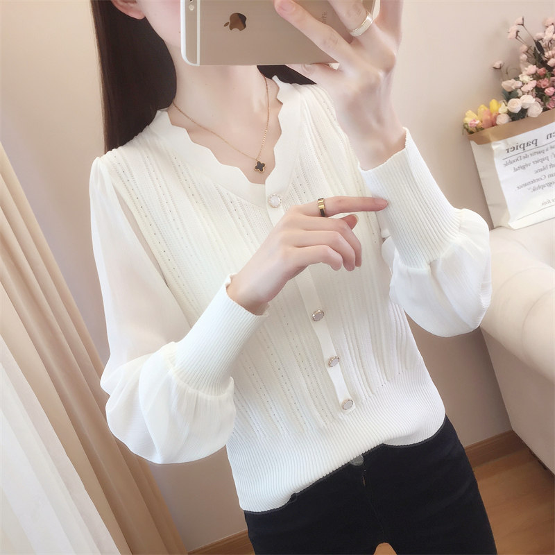 气质小众V领针织衫女长袖2025年新款春秋季短款毛衣薄款雪纺上衣,女装/女士精品,毛针织衫,淘宝优惠券,粉丝福利购,淘宝优惠卷