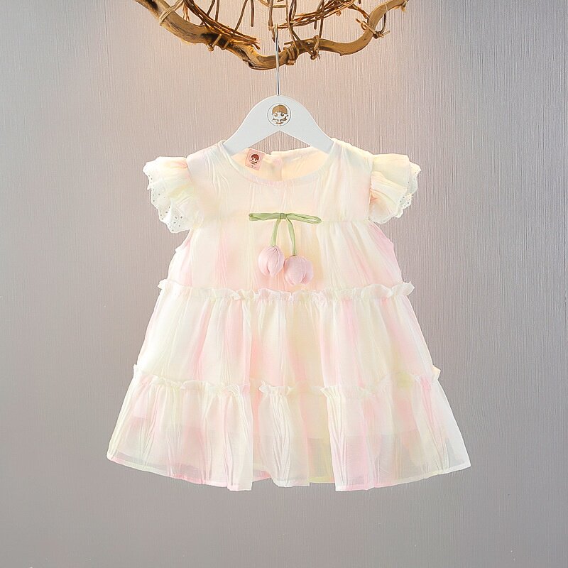 0-7岁女童夏季薄款洋气连衣裙女宝宝夏装小飞袖纱裙夏天裙子新潮