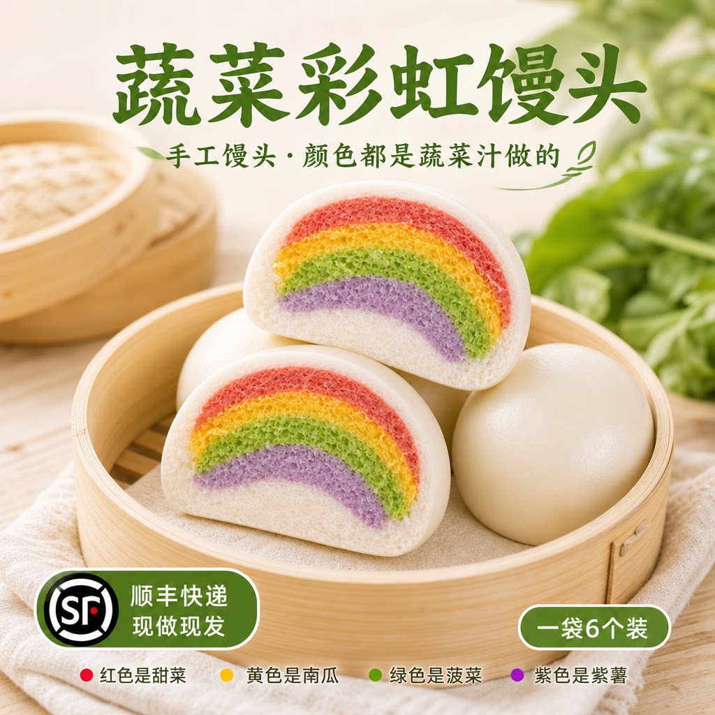 舒小沐果蔬彩虹馒头纯手工花馍图片