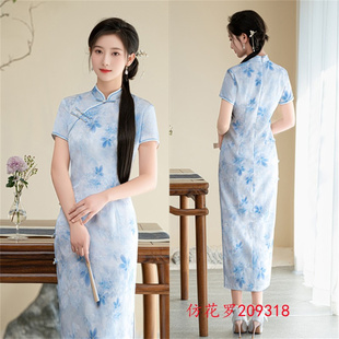 25春夏季新款优雅素色旗袍中国风改良版复古中式少女款日常旗袍