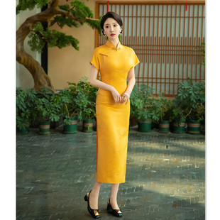 黄色旗袍金榜题名旗开得胜走向辉煌高考中考送考穿的年轻款夏金色