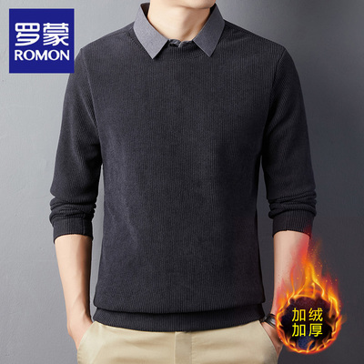 罗蒙新款加绒加厚POLO衫男爸爸