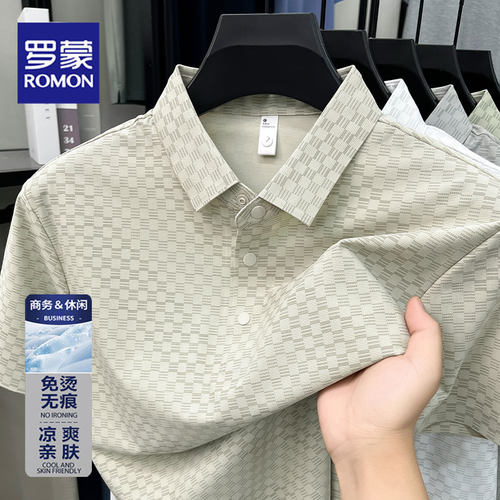 罗蒙夏季商务休闲男士短袖T恤衫