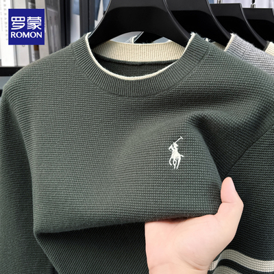 罗蒙秋冬男士圆领针织衫亲肤舒适