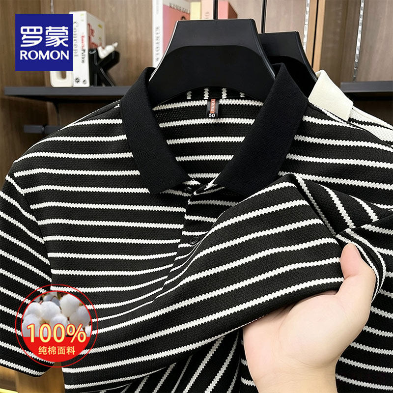 罗蒙夏季100%棉商务休闲Polo衫男