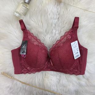 【雪之川】台湾莱卡蕾丝软钢圈上托聚拢红色文胸后三排扣文胸9103