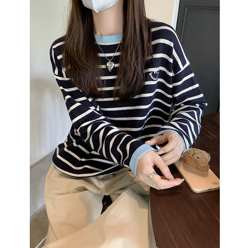 哺乳衣外出条纹针织毛衣秋冬