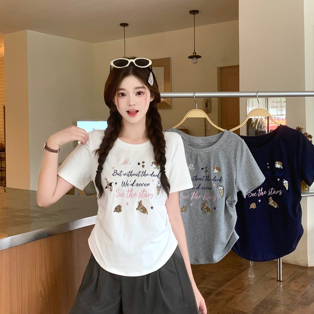 夏季辣妈外出哺乳显瘦短袖T恤