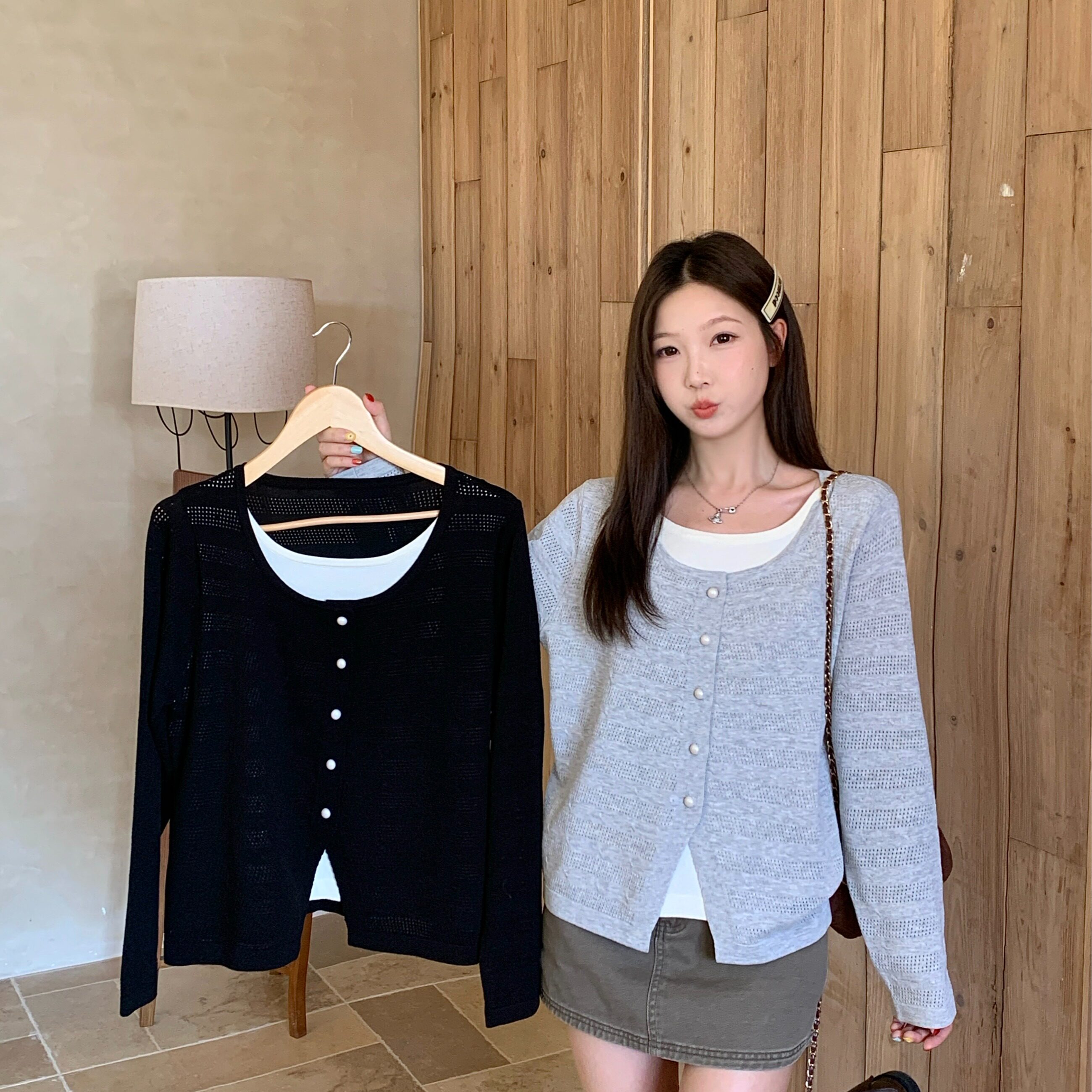 秋冬大码撞色假两件辣妈外出哺乳针织衫韩版宽松打底产后喂奶毛衣