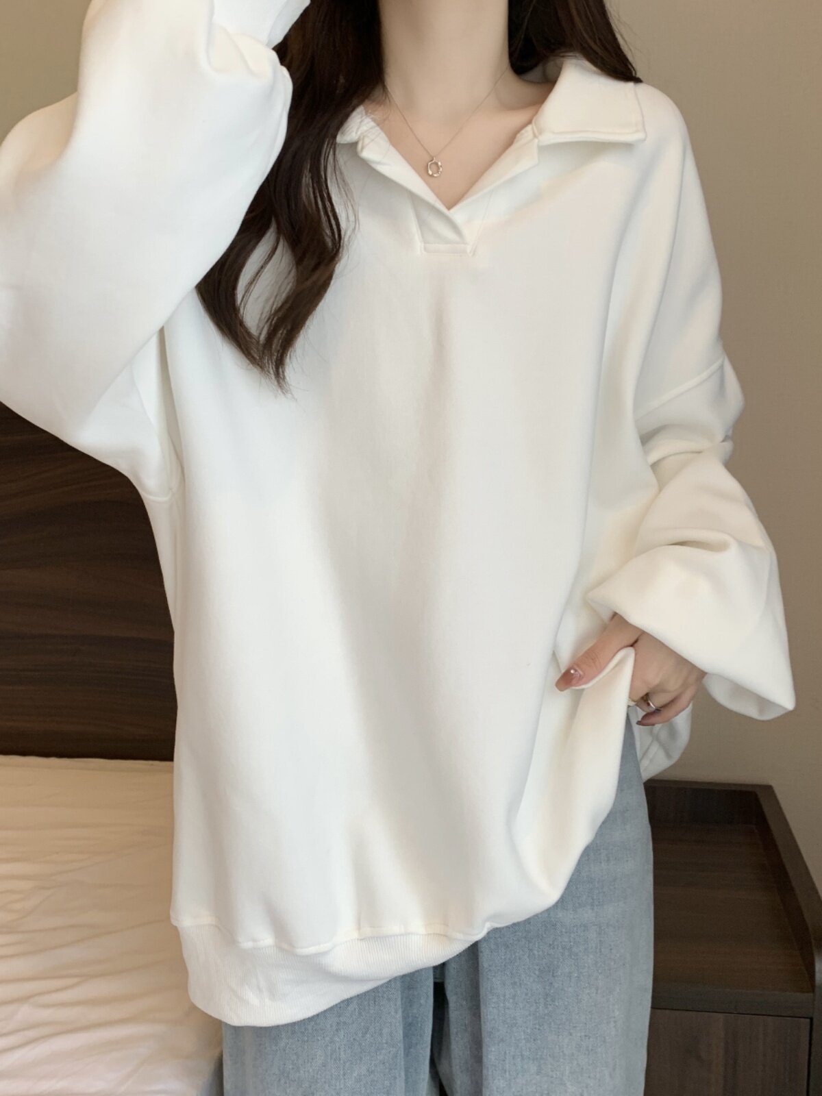 외출용 수유복 패셔너블한 빅사이즈 루즈 라펠 스웨트셔츠 슬림하고 활용도 높은 봄 가을 긴팔 산후 수유 상의