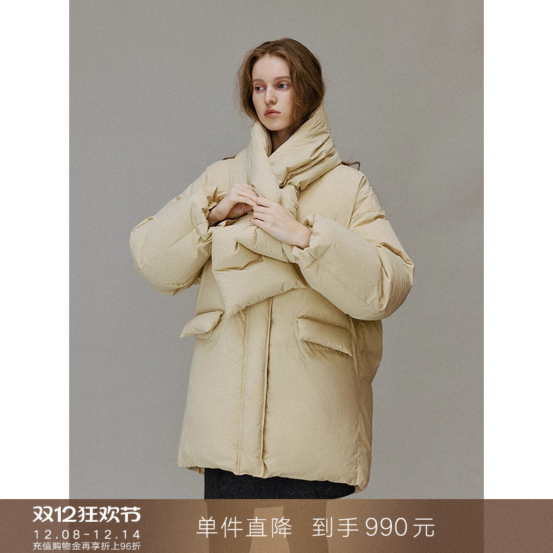 popchrio蓬蓬云朵围脖款羽绒服