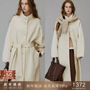 popchrio 复古驼绒羊毛立领双面呢大衣宽松无羊绒毛呢呢子外套女