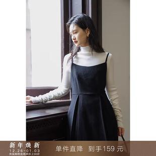 赫本风叠穿毛呢吊带连衣裙内搭小黑裙子小个子 法式 到手159元